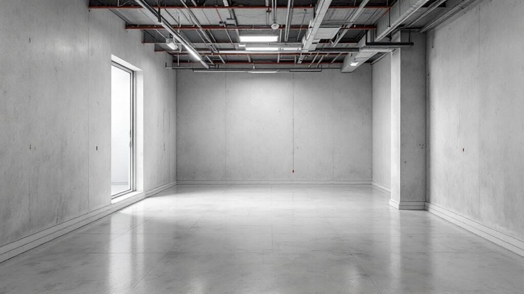 Empty clean basement after professional cleanout