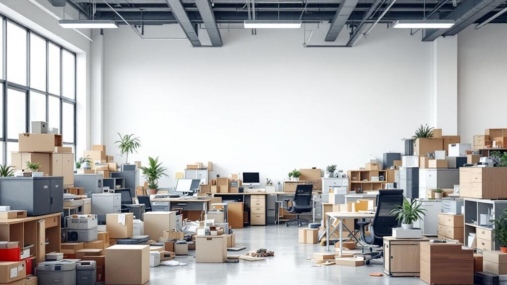 Commercial junk removal truck being loaded at a Chesapeake business