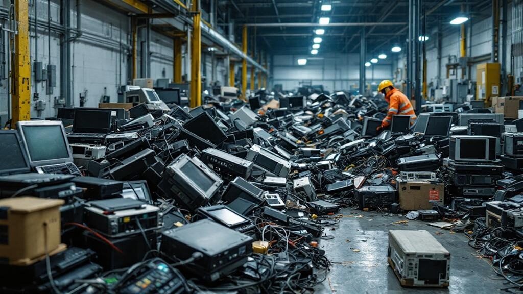Pile of old electronics sorted and ready for certified e-waste recycling