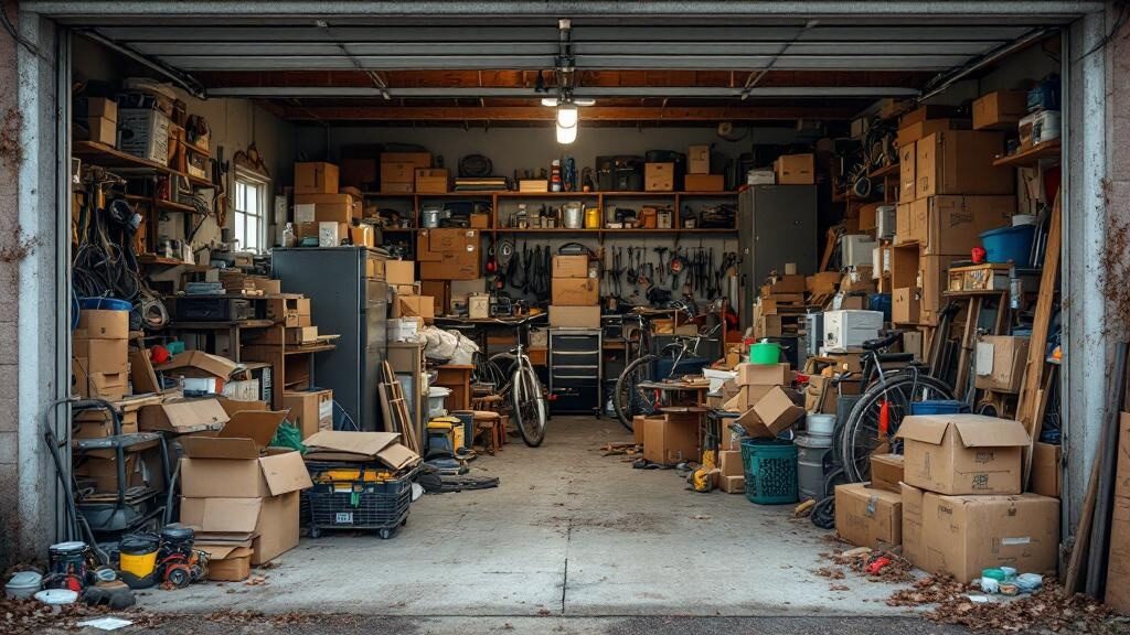Crew clearing out cluttered garage space