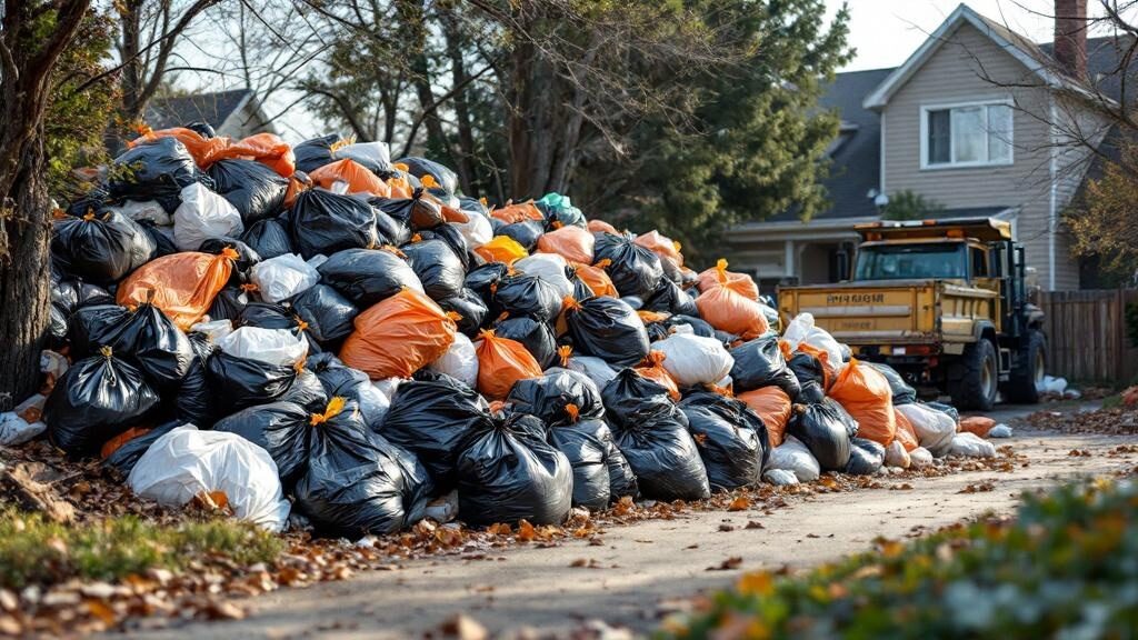Crew loading bags and boxes of garbage from a Chesapeake home