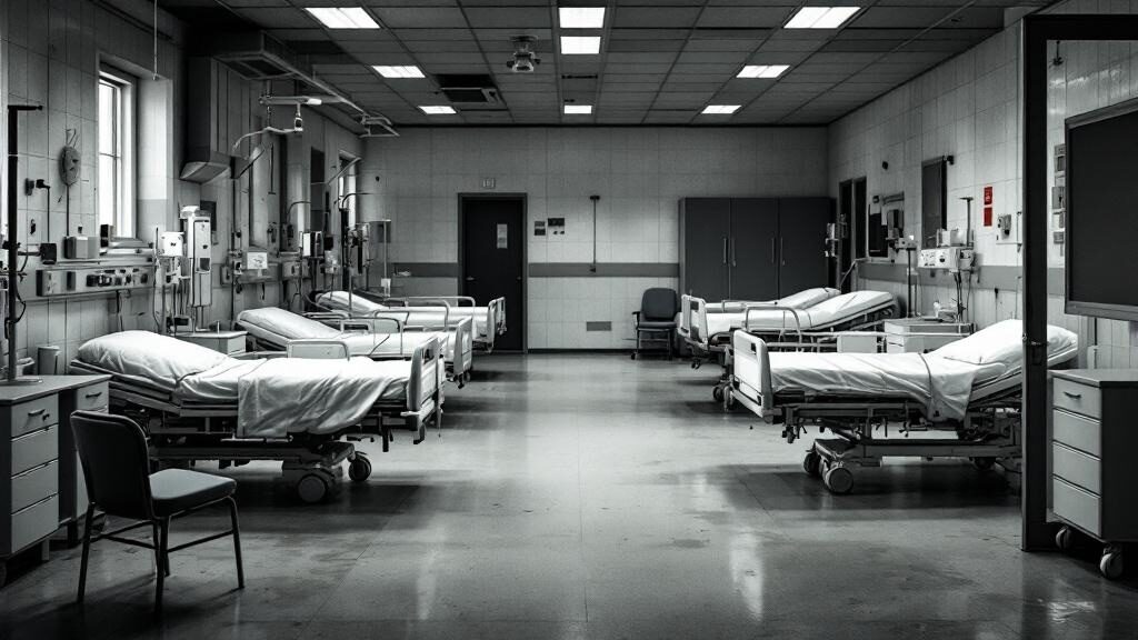 Hospital bed and medical furniture being removed from a Chesapeake clinic