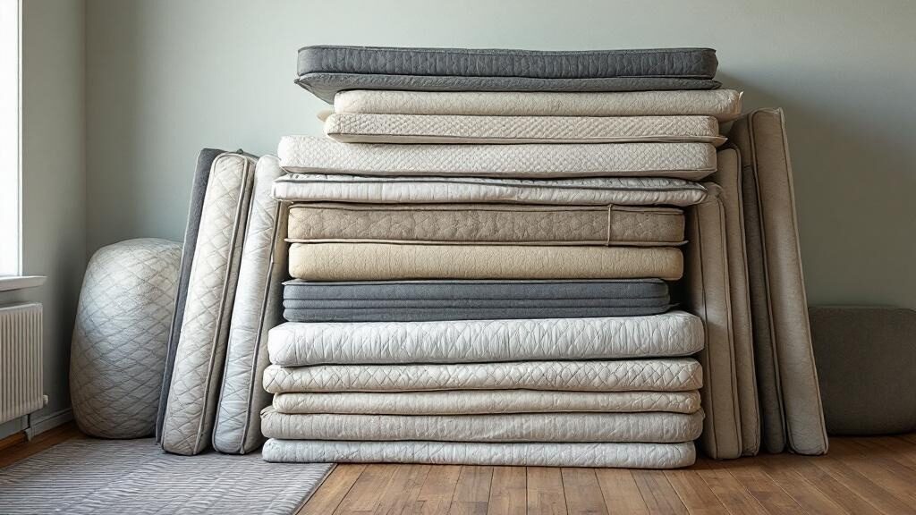 Crew removing old queen mattress and box spring from bedroom