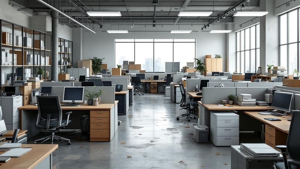 Office furniture being removed from a Chesapeake workspace