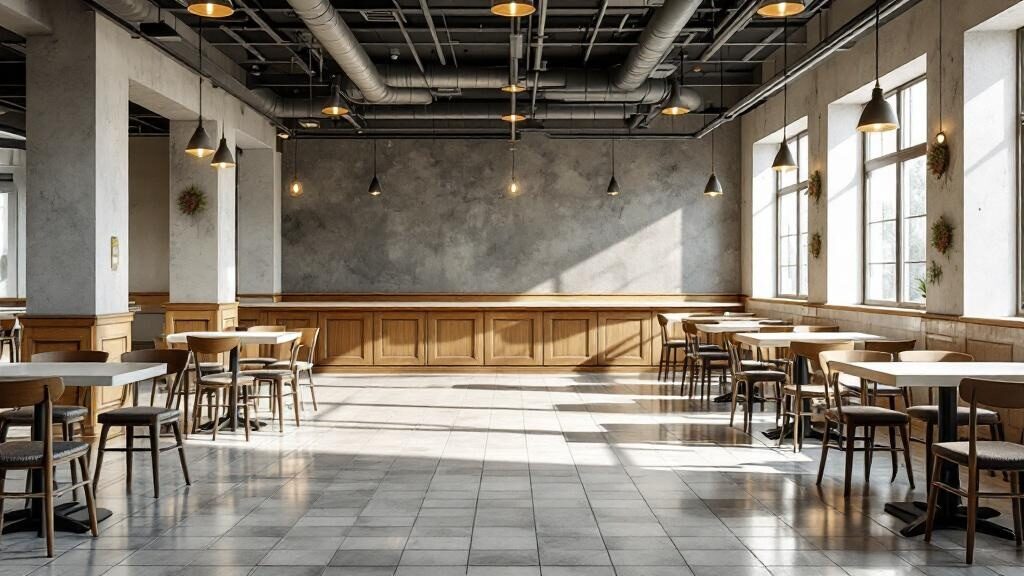 Dining tables and chairs being loaded out of a restaurant space