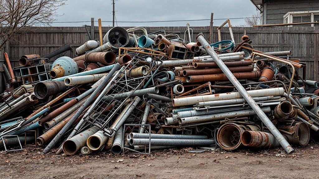 Crew loading scrap metal and old appliances from property