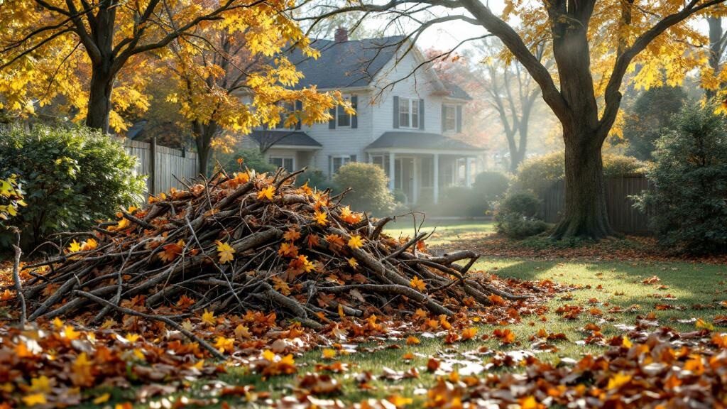 Crew loading large pile of tree branches into truck